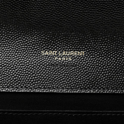 Saint Laurent Grain De Poudre Matelasse Chevron Monogram Envelope Clutch Black 5 of 7