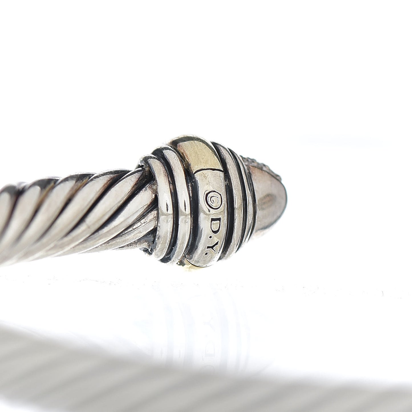 Sterling Silver 14K Yellow Gold Diamond 5mm Cable Classics Bracelet