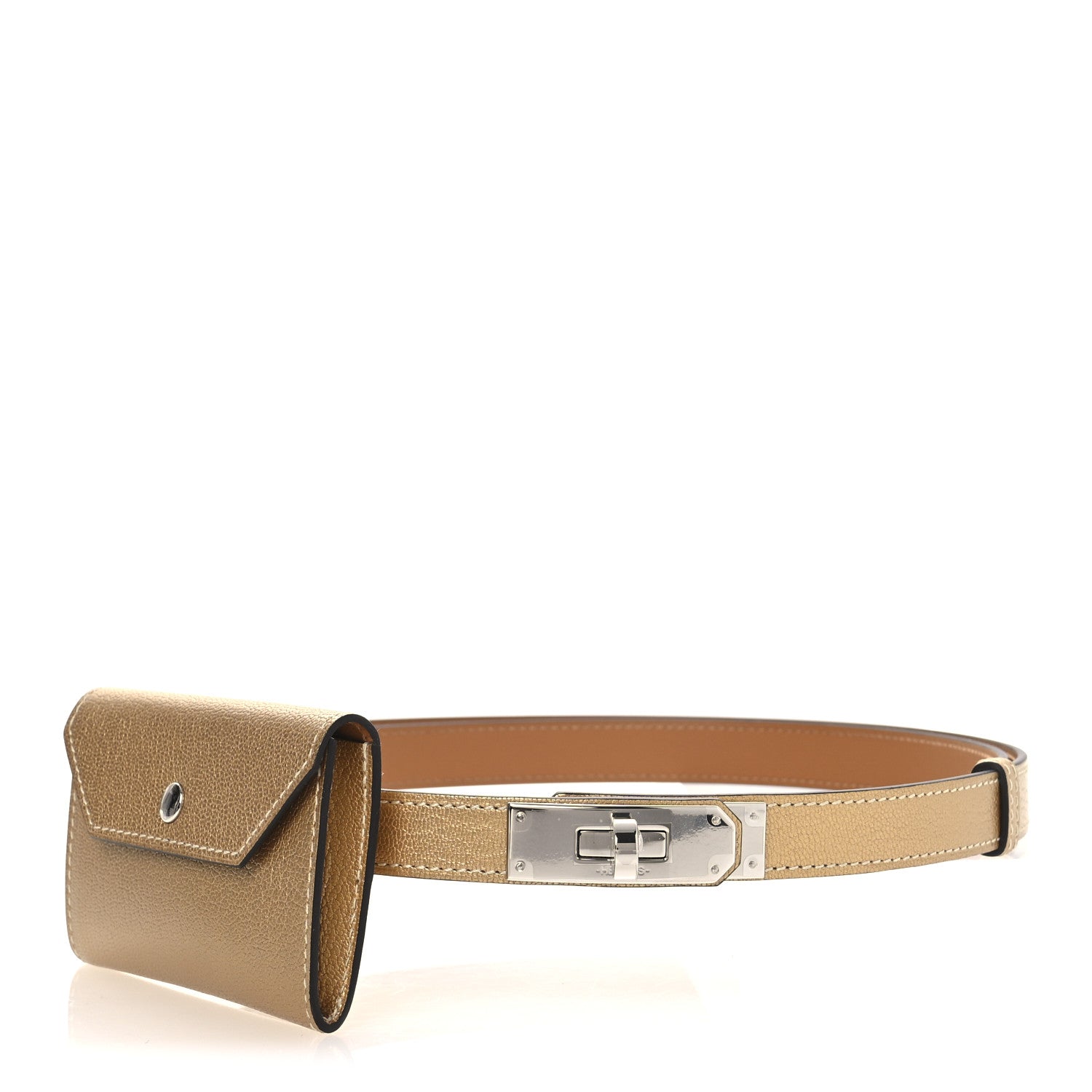 HERMES　ベルト Hermes Metallic Chevre Chamkilight Kelly Pocket Belt Dore 1769988