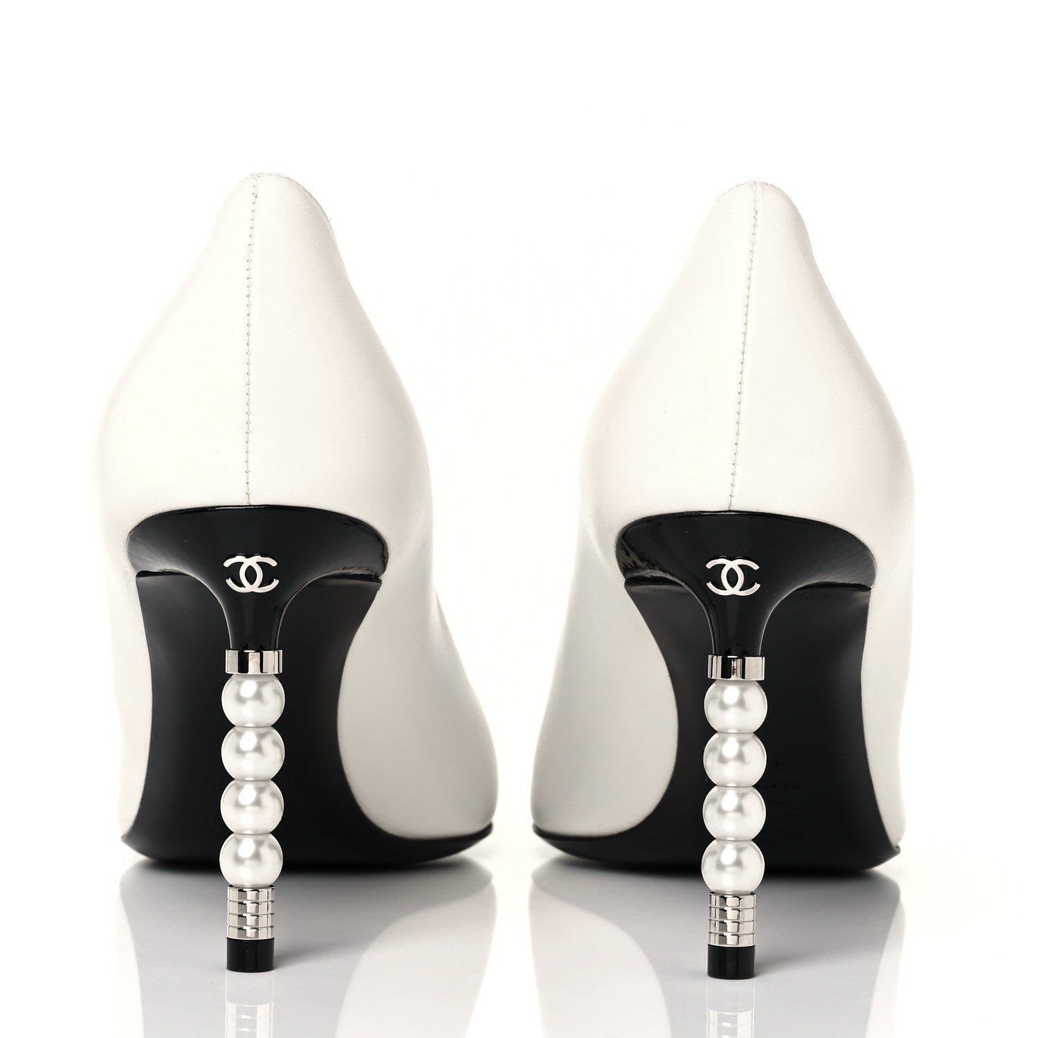 Chanel Lambskin Patent Cap Toe Pearl Pumps 40 Ivory Black 9 of 20