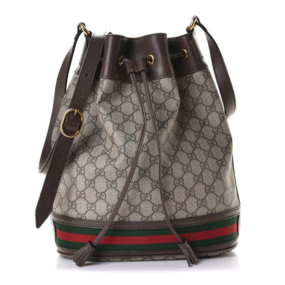 Gucci GG Supreme Monogram Web Ophidia Bucket Bag Brown 1 of 7