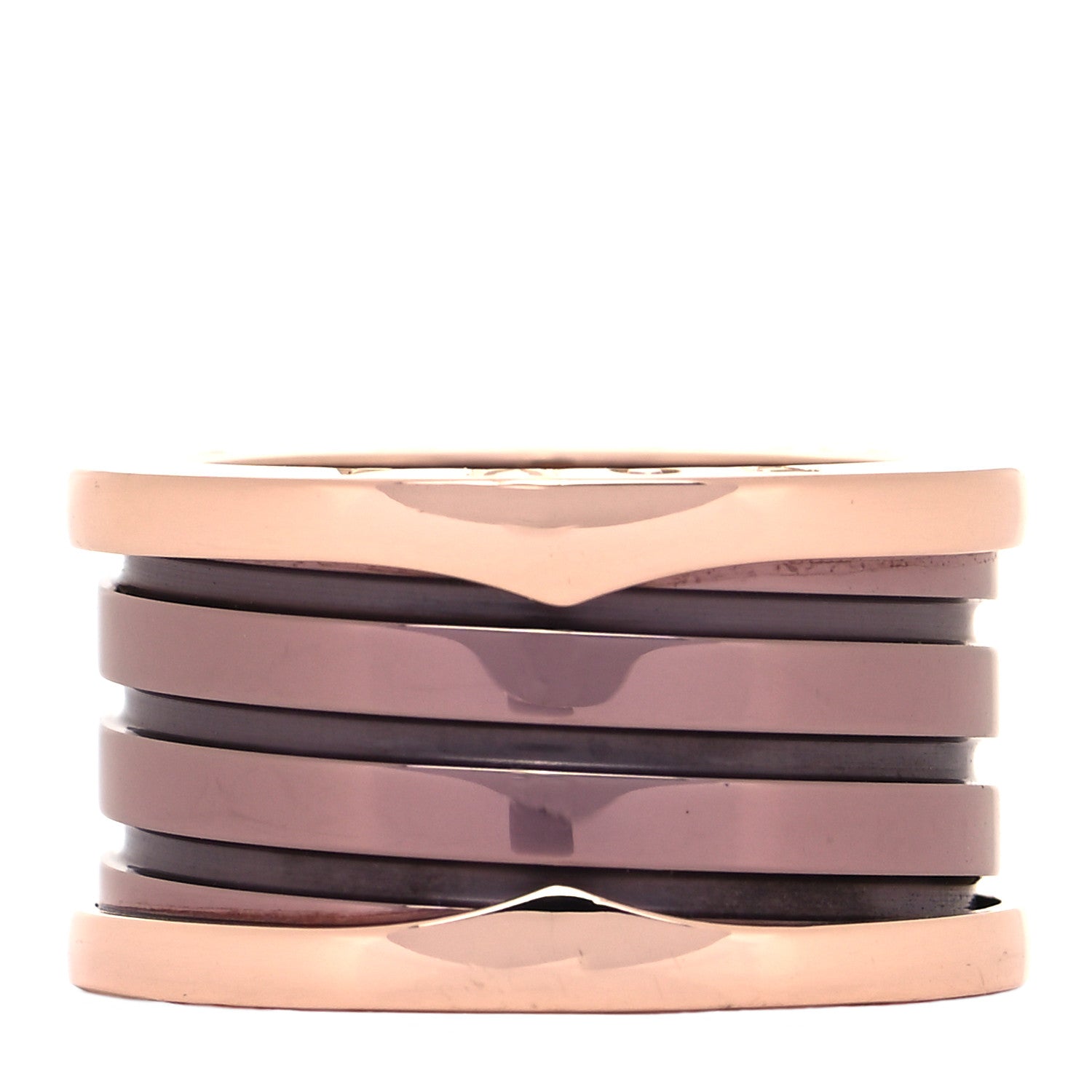 Bulgari 18K Rose Gold Bronze Cermet Roma B.Zero1 Four-Band Ring 51 5.75 1 of 14