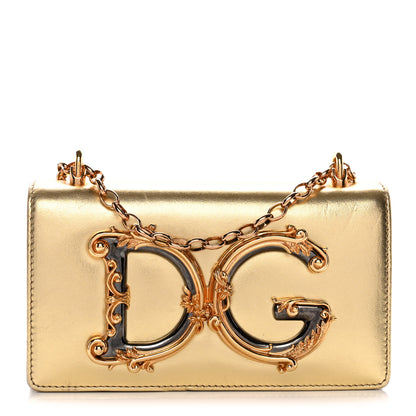 Dolce & Gabbana Metallic Calfskin DG Girls Shoulder Bag Gold 1 of 11