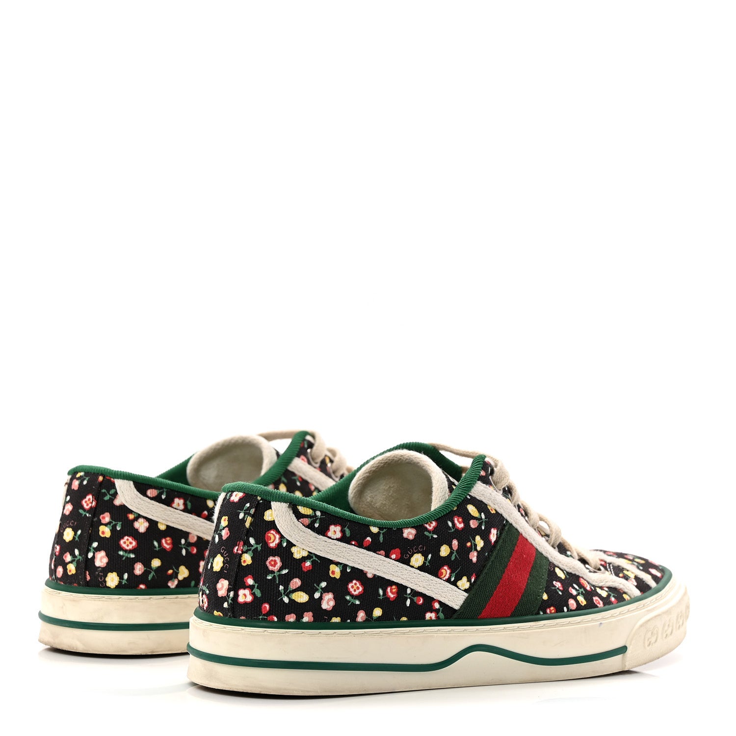 Gucci X LIBERTY OF LONDON Canvas Web Holly Print Womens 1977 Tennis Sneakers 38.5 Black Peach Mystic White 4 of 9