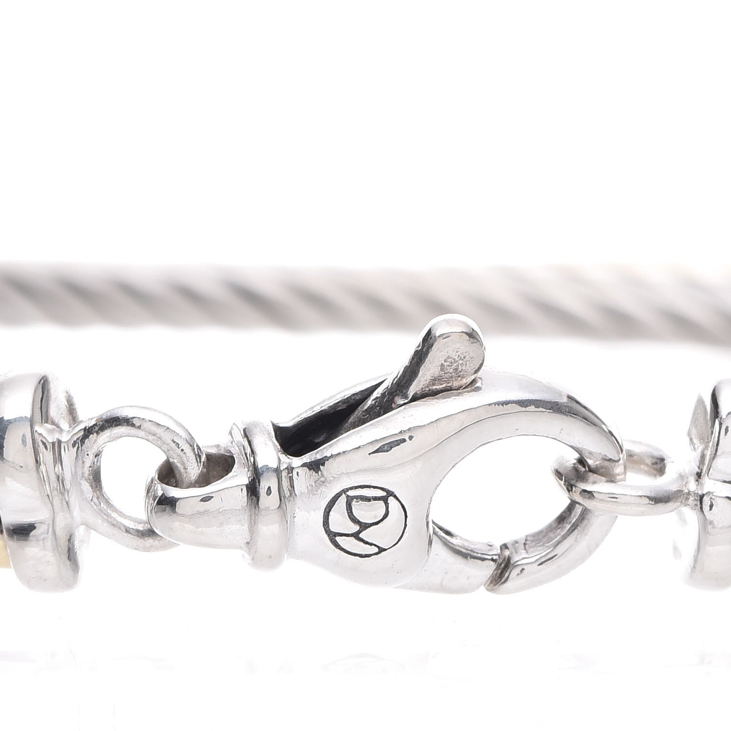 David Yurman Sterling Silver 18K Yellow Gold 3mm Crossover Bracelet 4 of 6