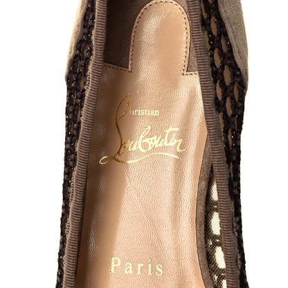 Christian Louboutin Veau Velours Mesh Spiked Flats 39 Brown 7 of 7