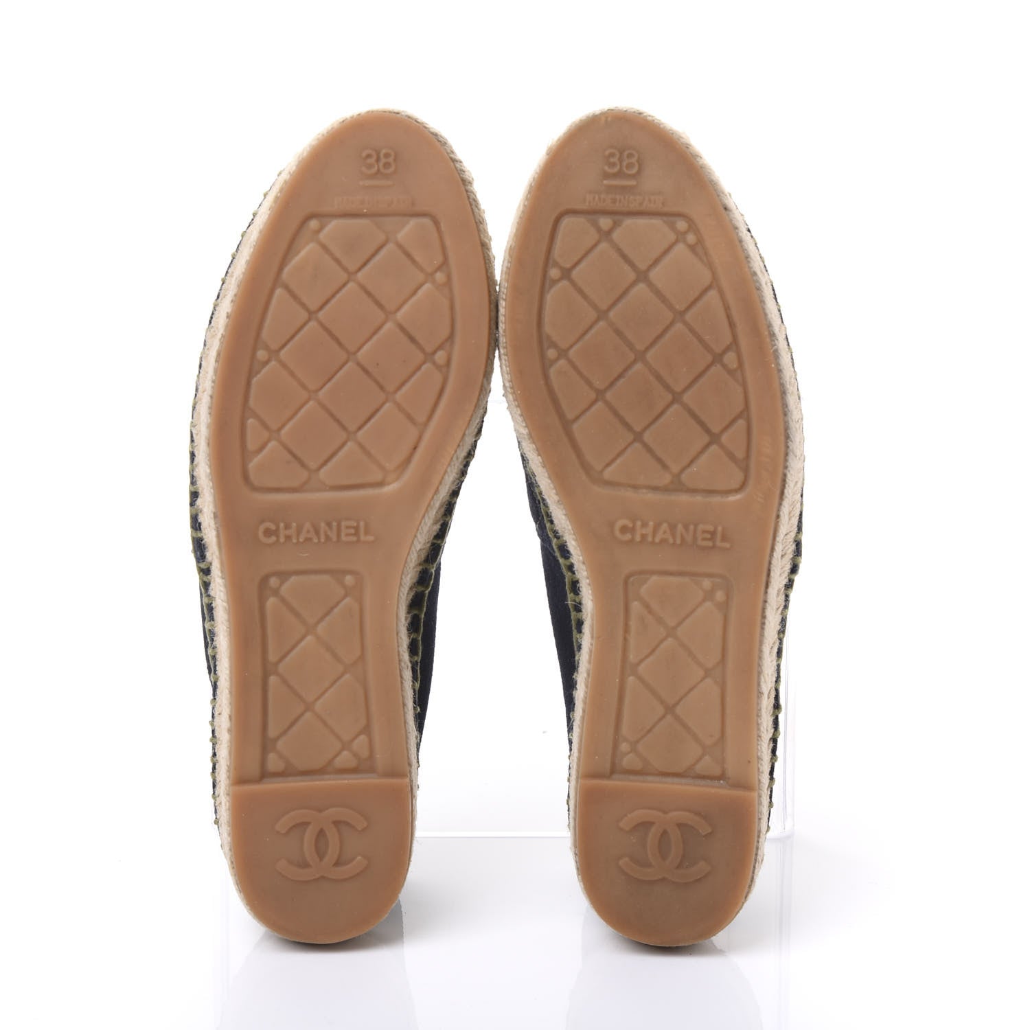 Chanel Fabric Biarritz CC Espadrilles 38 Blue Green 5 of 8