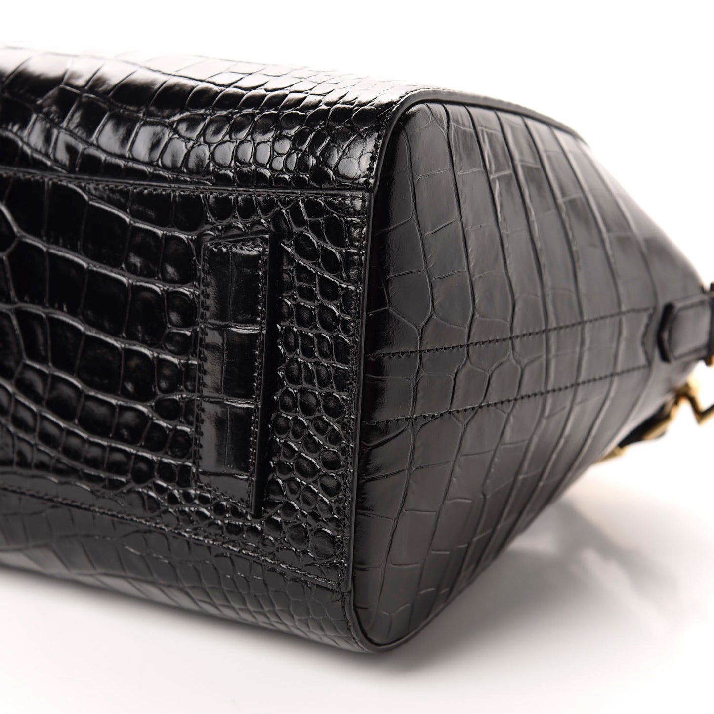 Calfskin Crocodile Embossed Small Antigona Black