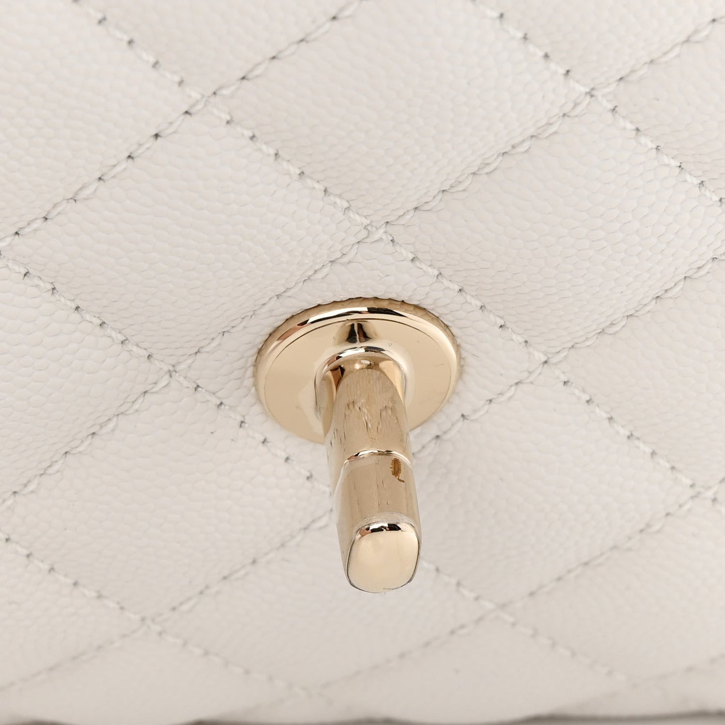 Caviar Quilted Mini Coco Handle Flap White