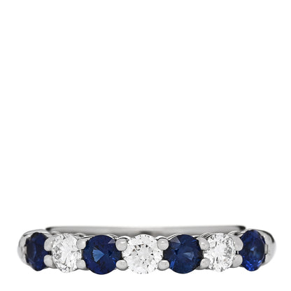 Tiffany Platinum Diamond Blue Sapphire Embrace Half Circle Ring 48 4.5 1 of 6