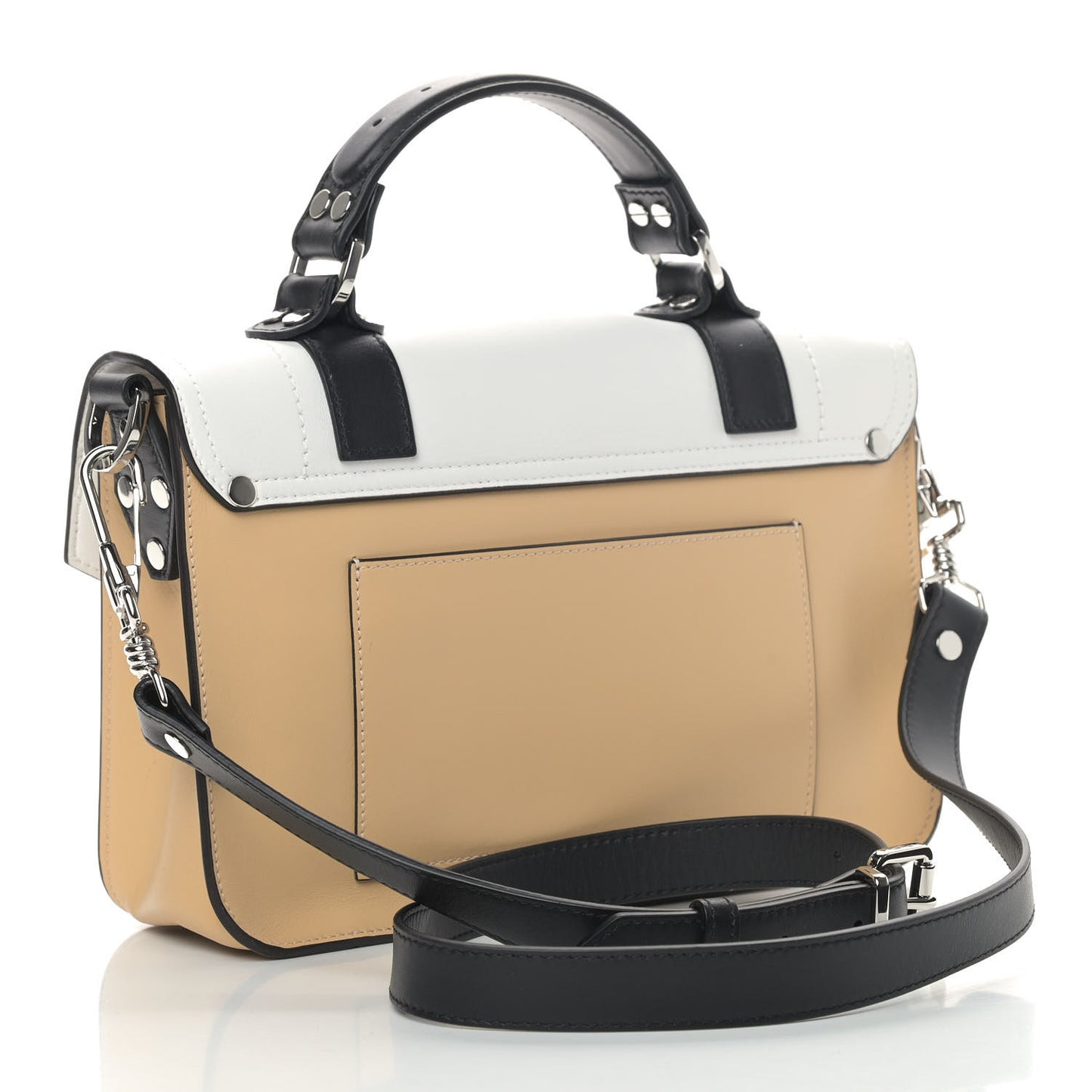 Lambskin Snakeskin Embossed Tiny PS1 Satchel Black Sand