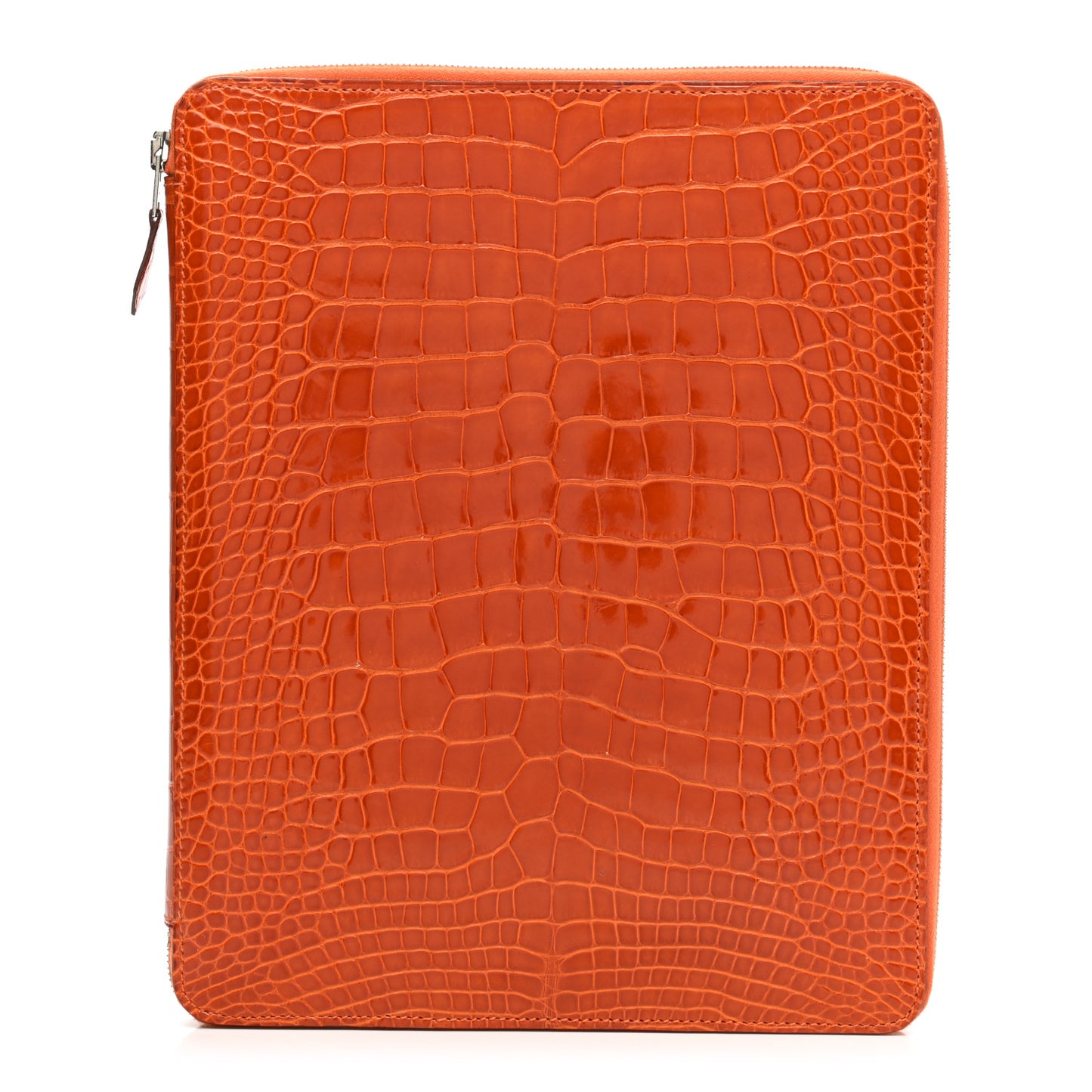 Shiny Alligator Globe Trotter Zip Agenda GM Orange