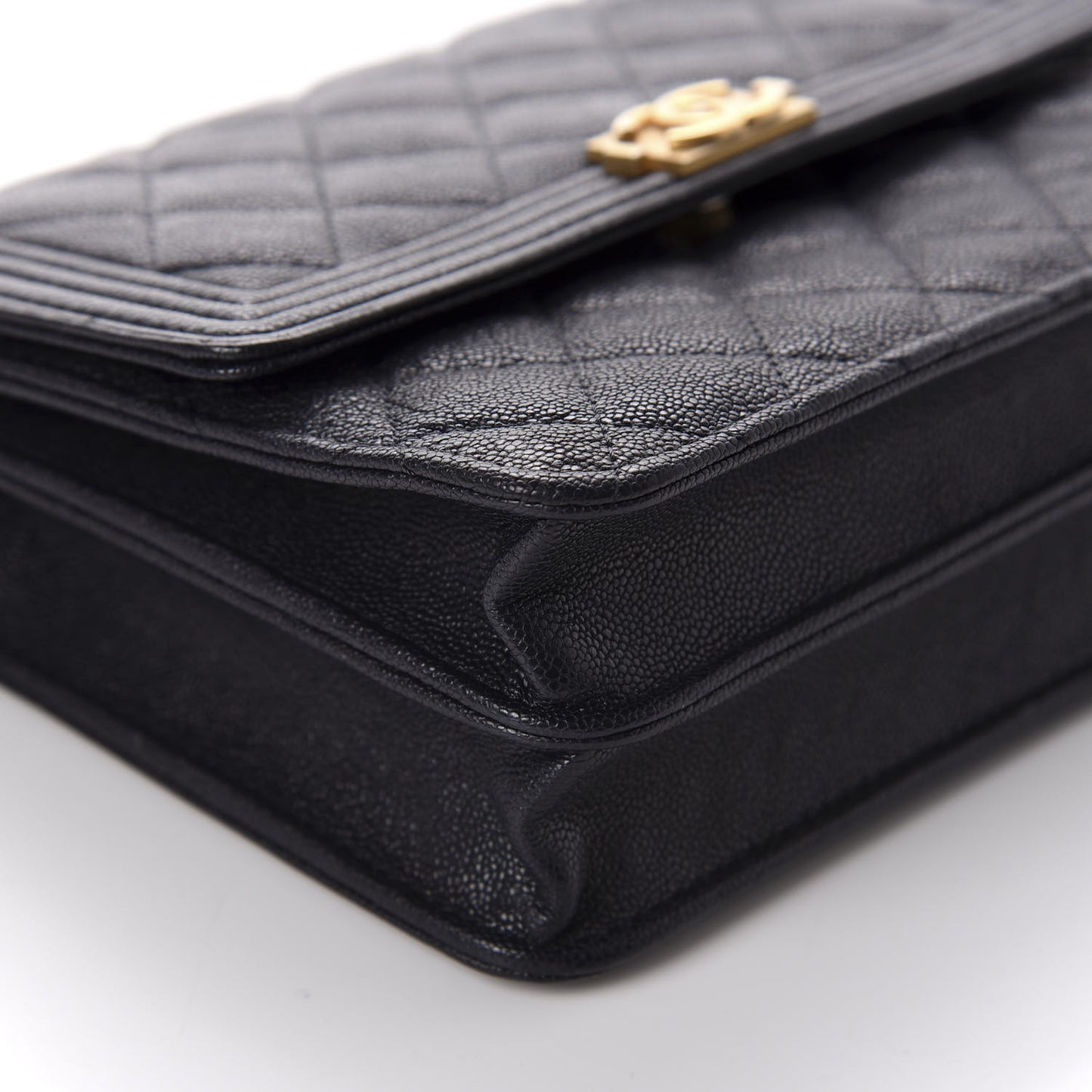 Caviar Quilted Boy Square Wallet On Chain WOC Navy