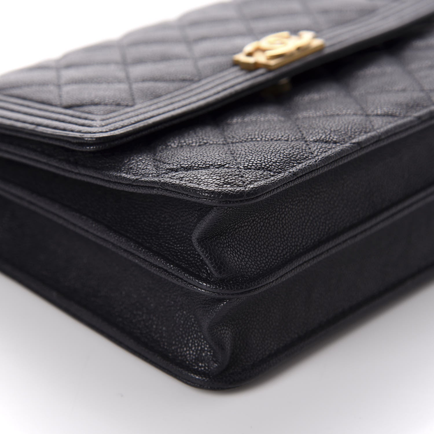 Chanel Caviar Quilted Boy Square Wallet On Chain WOC Navy 6 of 11