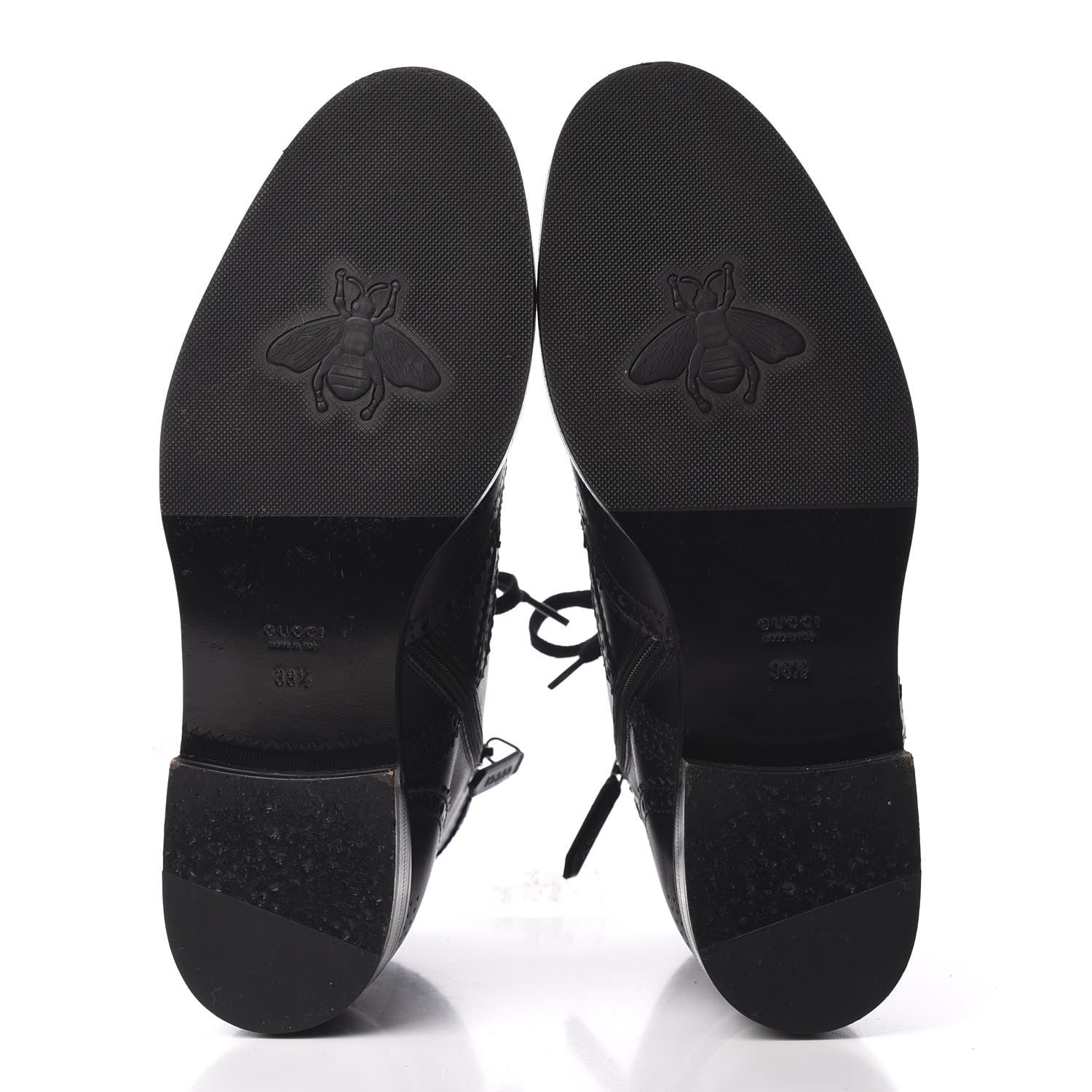 Gucci Calfskin Womens Queercore Brogue Wingtip Boots 38.5 Black 5 of 10