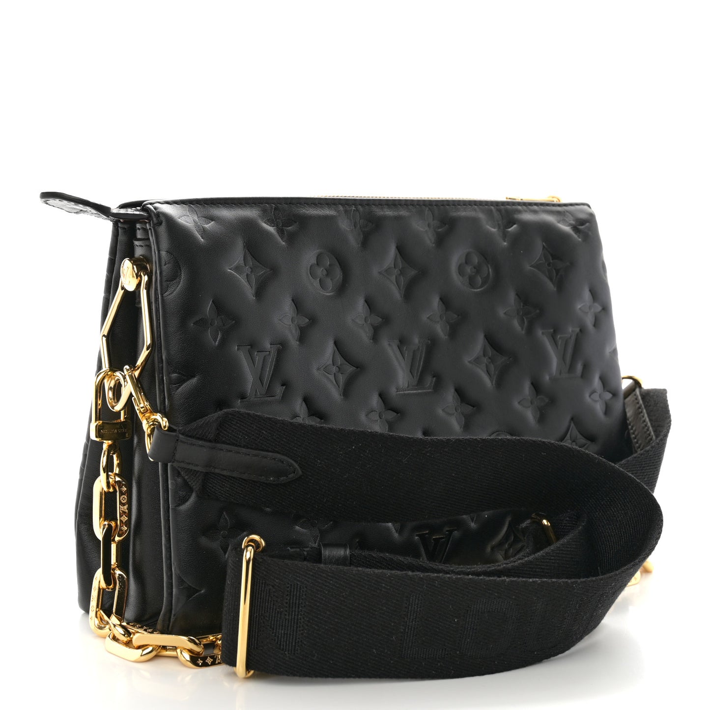 Lambskin Embossed Monogram Coussin PM Black