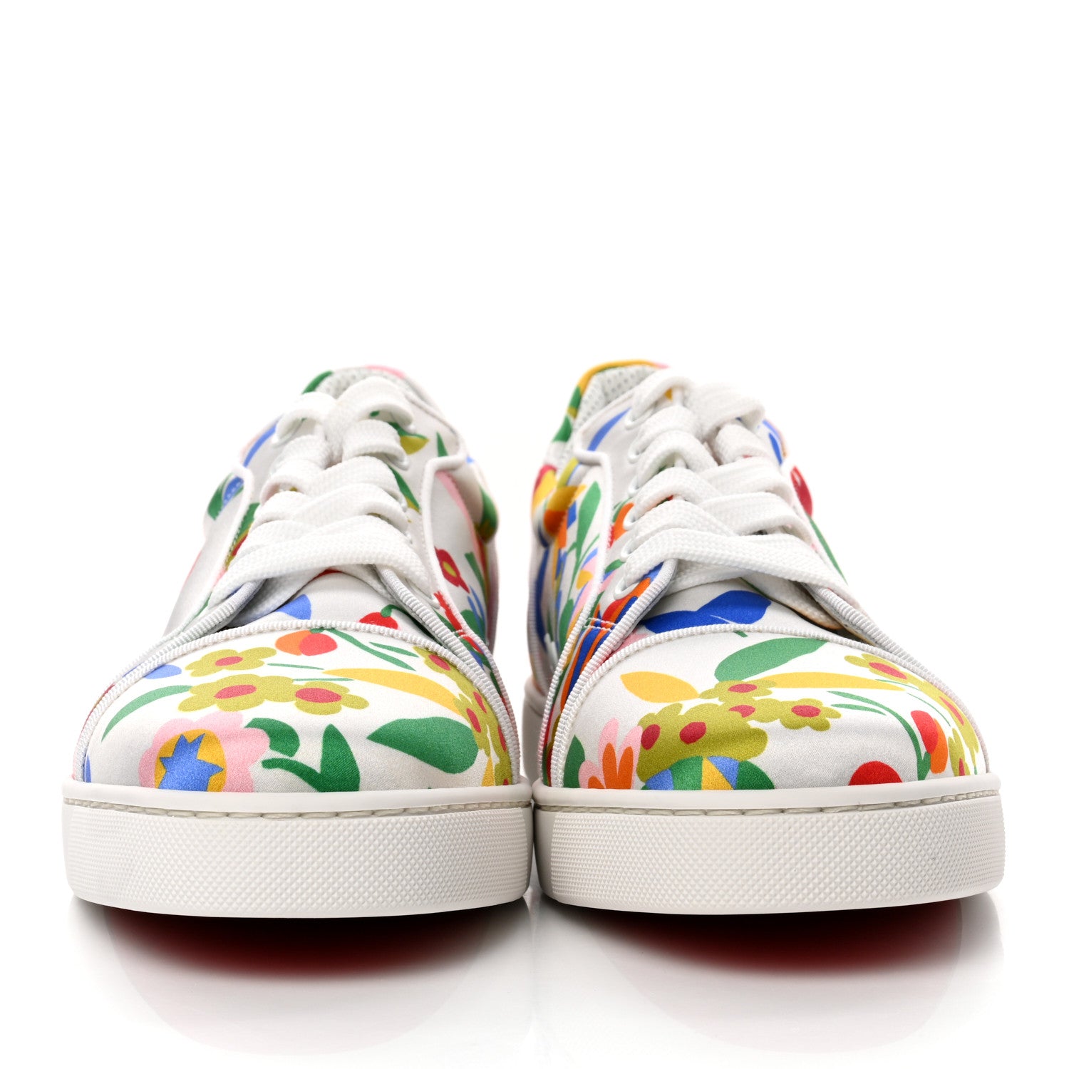 Christian Louboutin Satin Vieira Print Womens Orlato Flat Sneakers 40 White Multicolor 2 of 7
