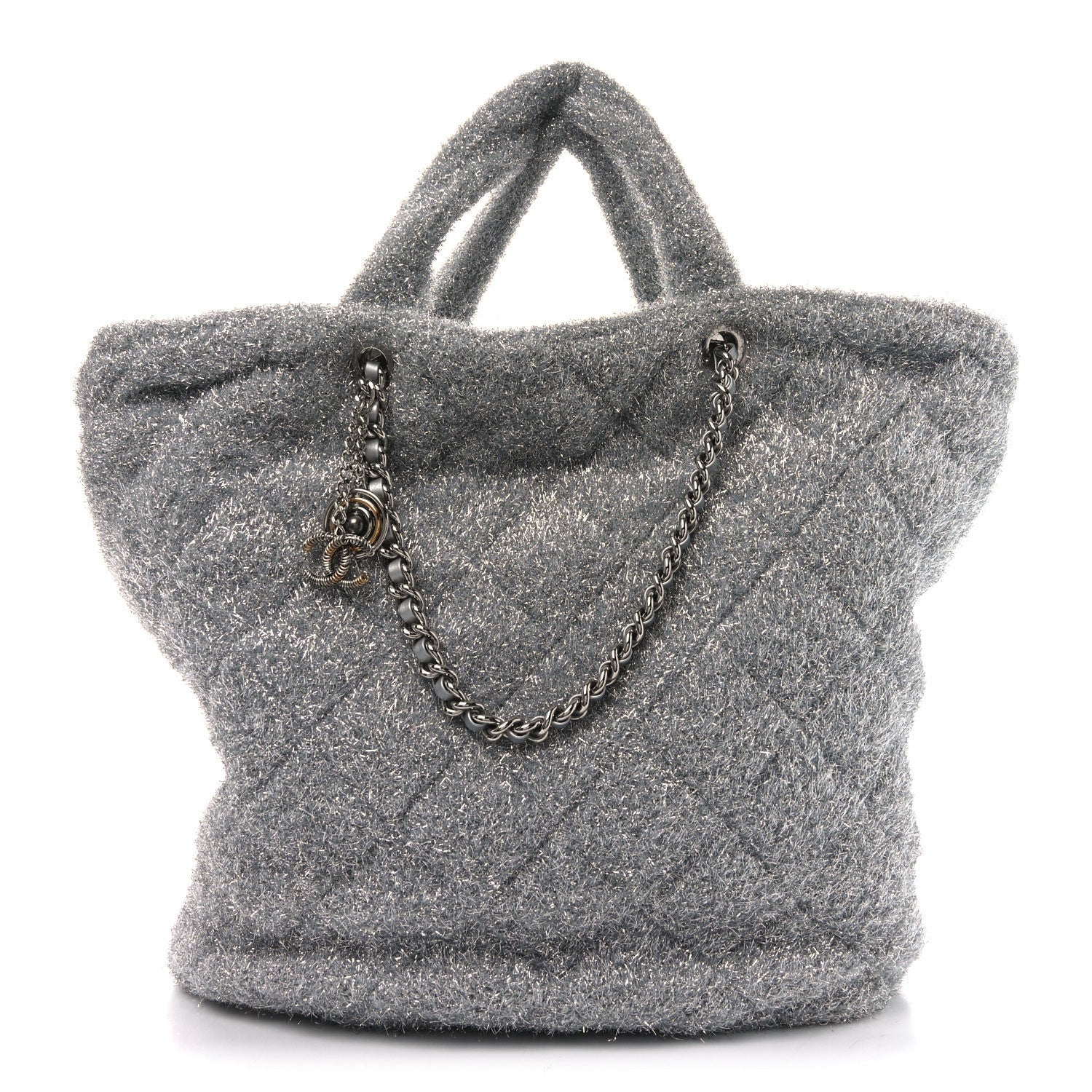 Chanel Knit Metallic Lambskin Large Shopping Tote Silver 1 of 10