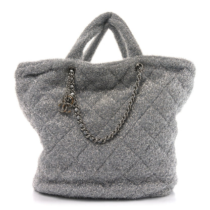 Chanel Knit Metallic Lambskin Large Shopping Tote Silver 1 of 10