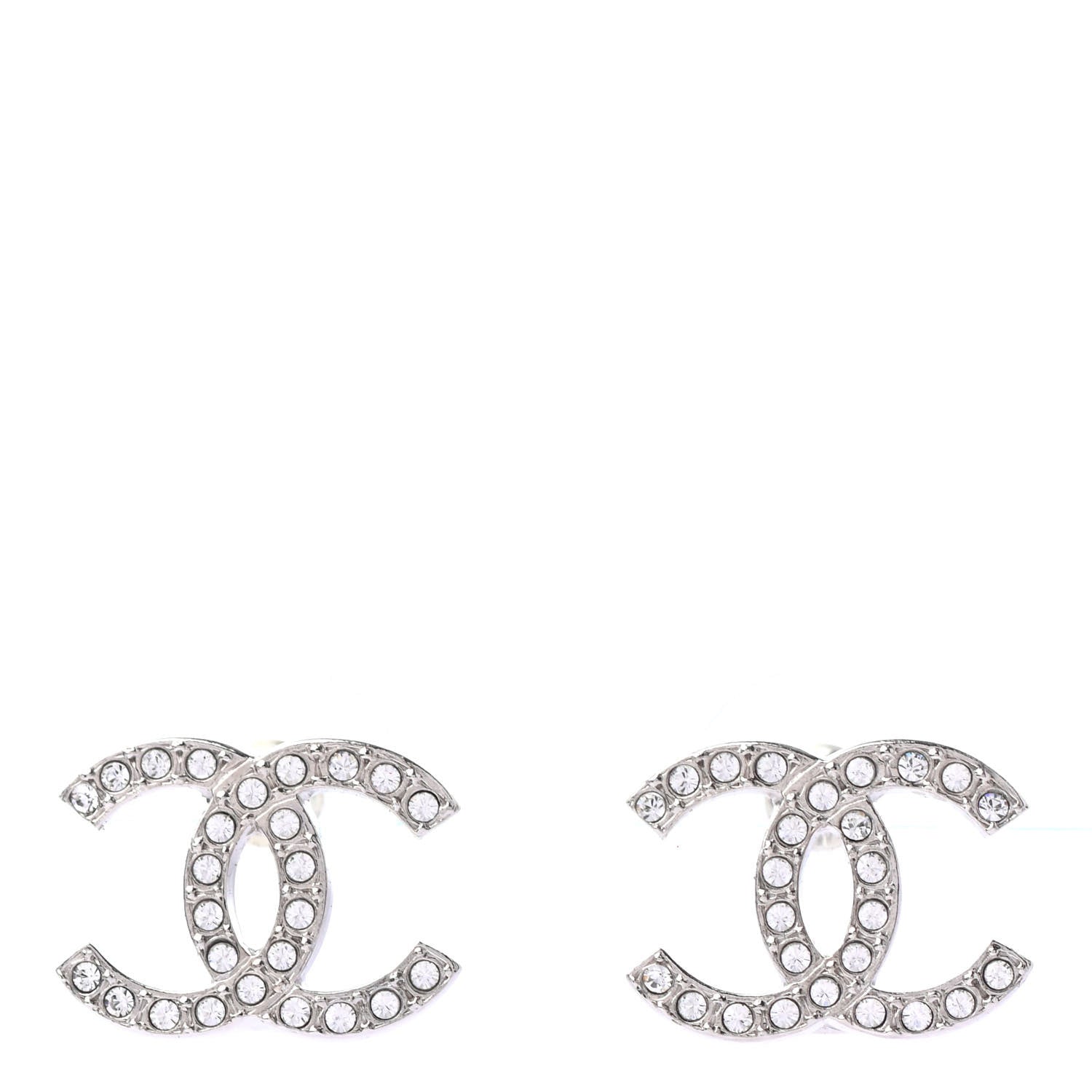 Chanel Crystal CC Earrings Silver 1 of 4