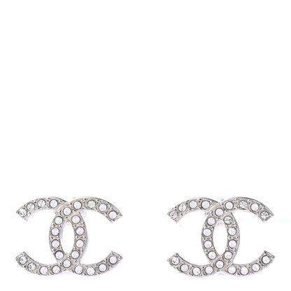 Chanel Crystal CC Earrings Silver 1 of 4