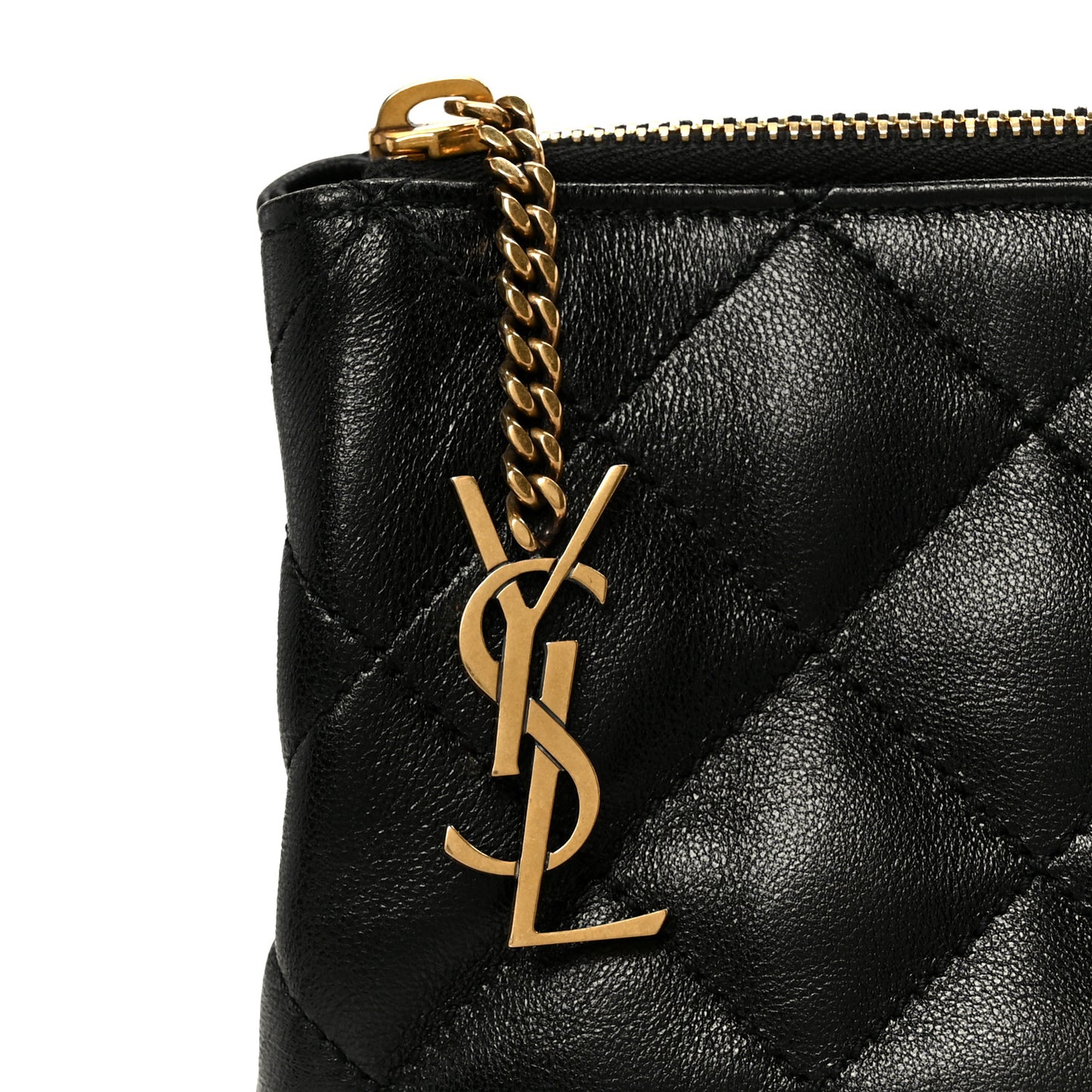 Lambskin Quilted Cassandre Cosmetic Pouch Black