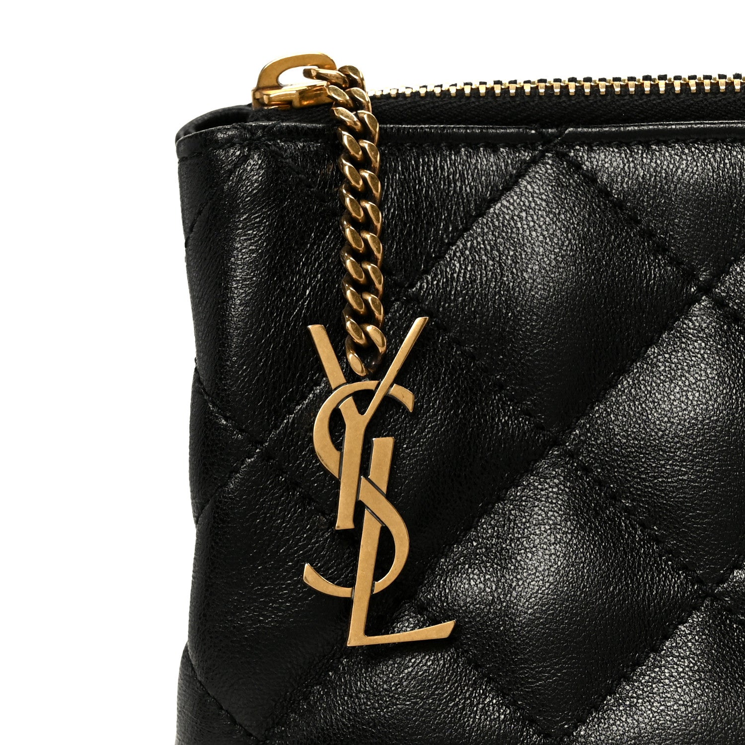Saint Laurent Lambskin Quilted Cassandre Cosmetic Pouch Black 8 of 11