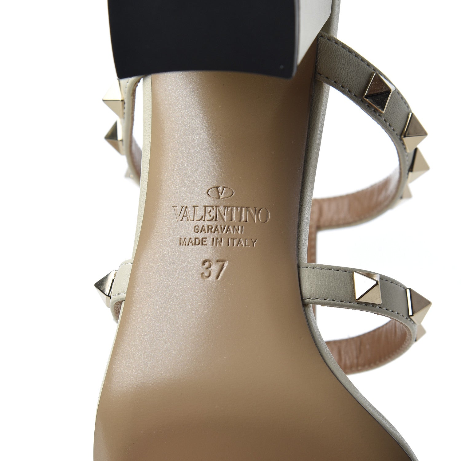 Valentino Garavani Calfskin Nappa Rockstud 60mm Caged Slide Sandals 37 Light Ivory 7 of 9