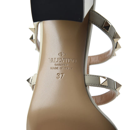 Valentino Garavani Calfskin Nappa Rockstud 60mm Caged Slide Sandals 37 Light Ivory 7 of 9