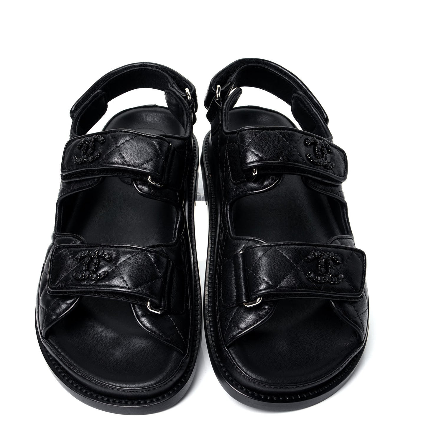 Lambskin Velcro Dad Sandals 35 Black