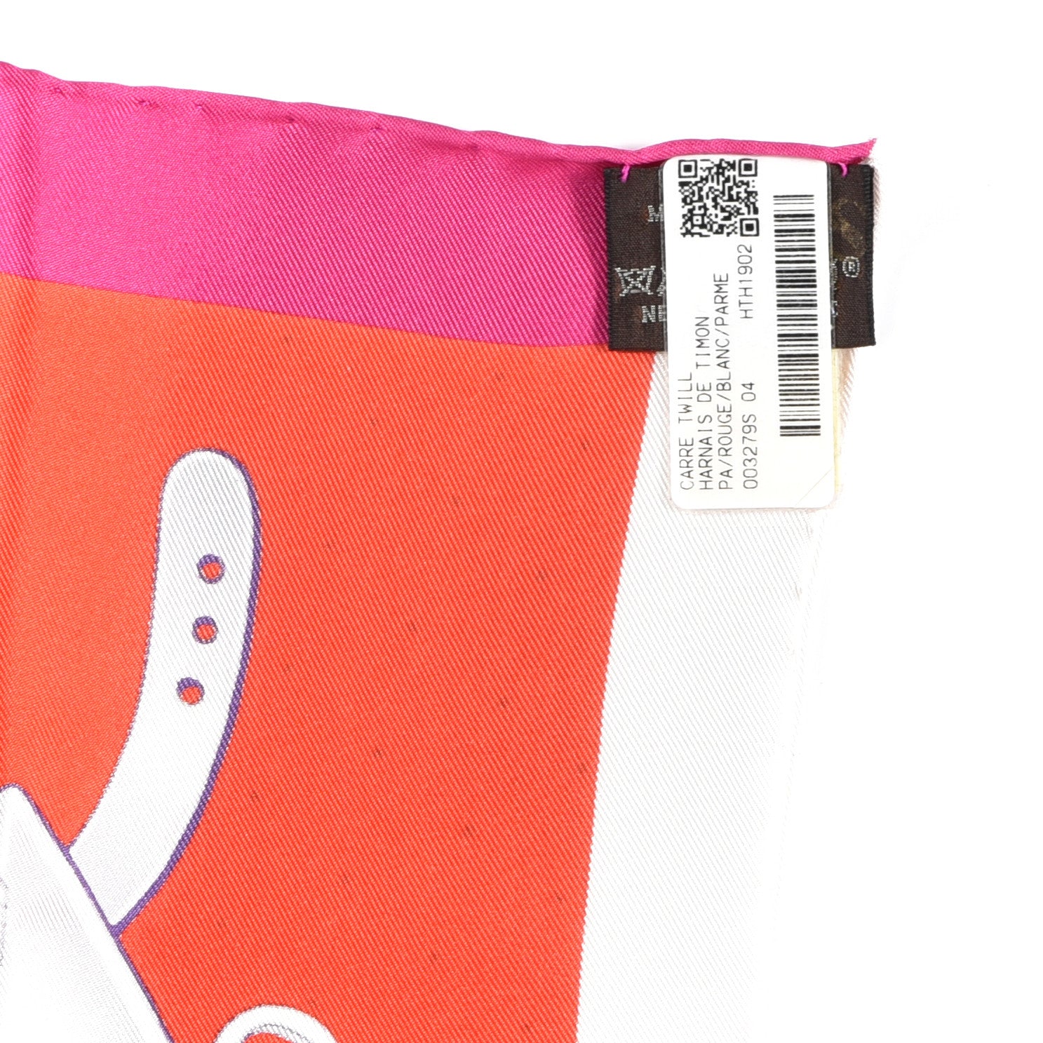 Hermes Silk Harnais De Timon Scarf 90 Rouge White Parme 4 of 4