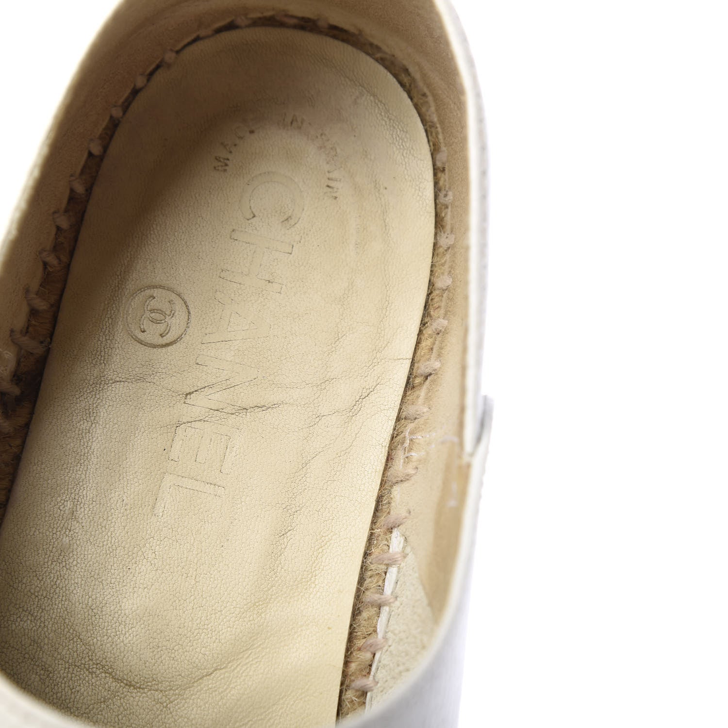 Chanel Grained Calfskin CC Espadrilles 40 White Black 8 of 10