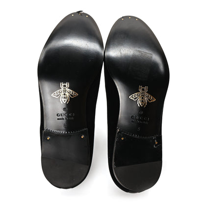 Gucci Velvet Embroidered Mens Loafers 8 Black 6 of 10