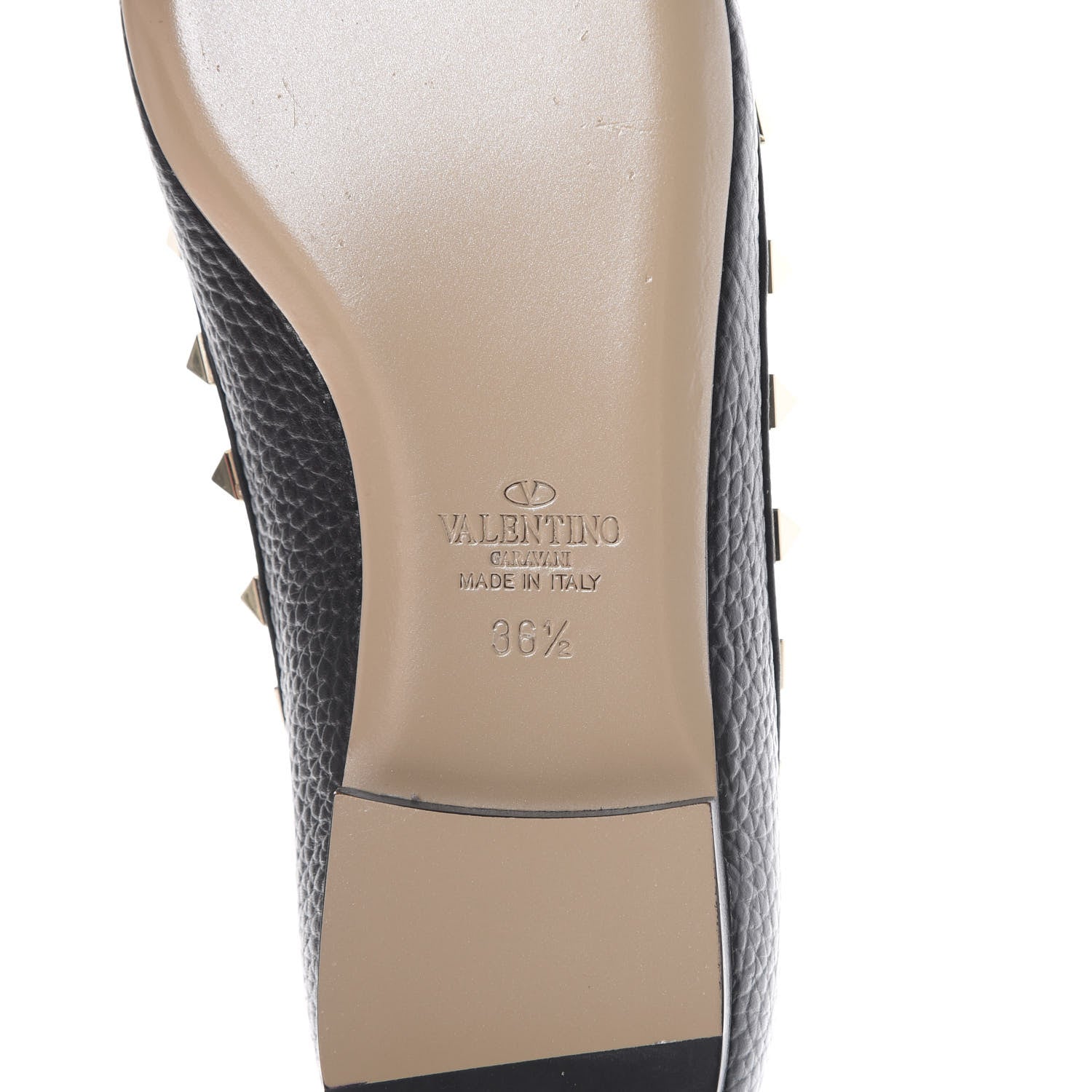 Valentino Garavani Pebbled Calfskin Rockstud Ballerina Flats 36.5 Black 6 of 12