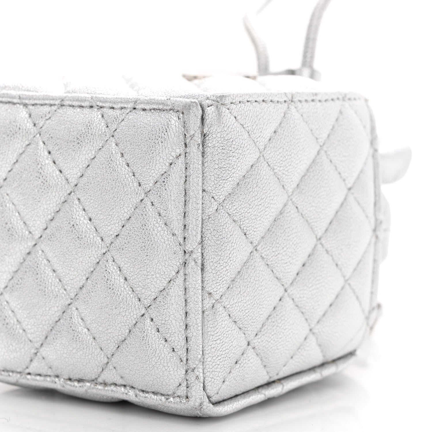 Chanel Metallic Caviar Quilted Mini Drawstring Bucket Bag Silver 10 of 10