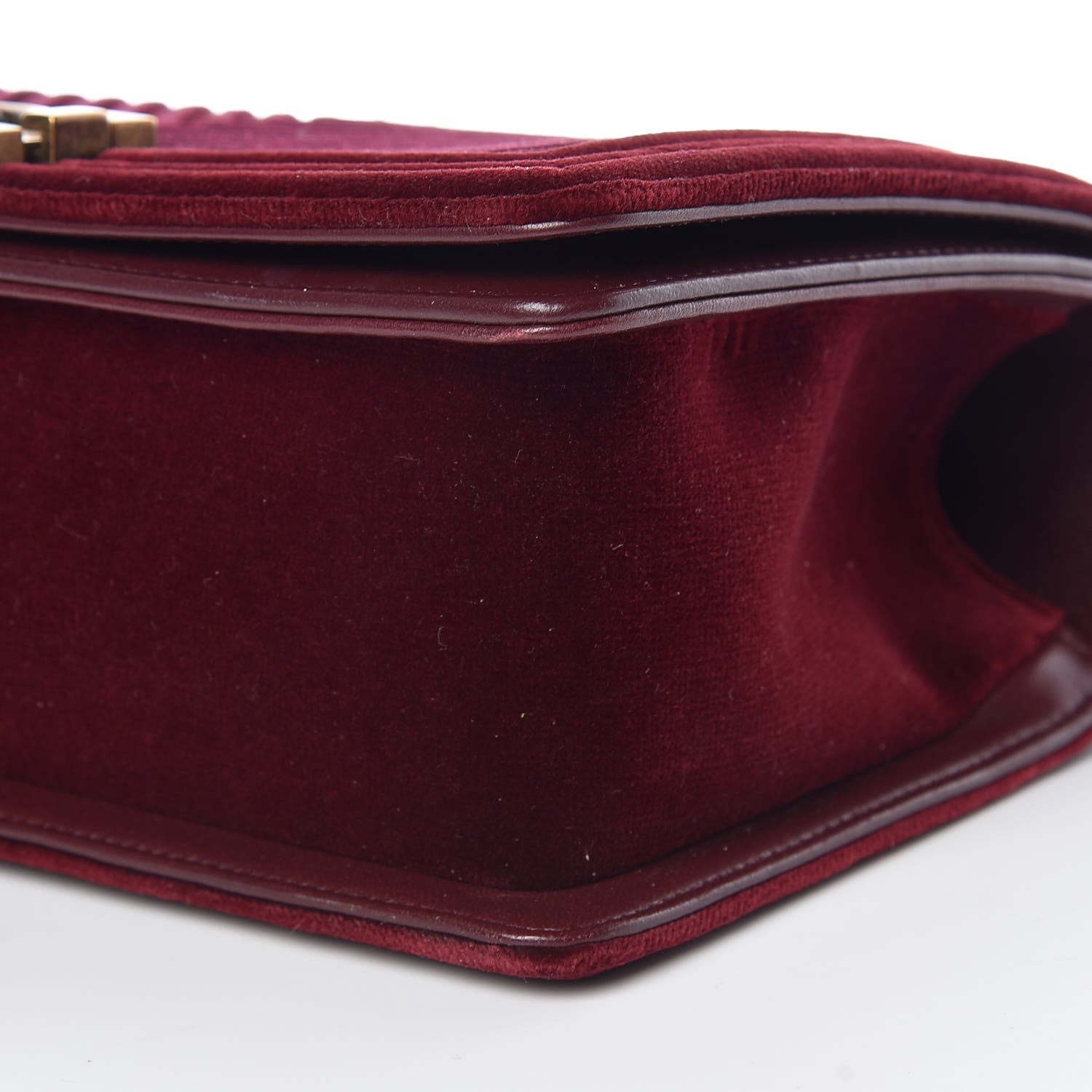 Chanel Velvet Chevron Quilted Medium Boy Flap Burgundy 9 of 12