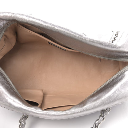 Chanel Metallic Goatskin Medium Luxe Ligne Bowler Silver 7 of 9