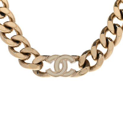 Chanel Metal Enamel Chain CC Choker Gold White 4 of 6