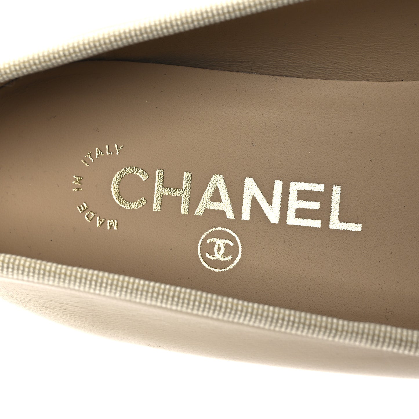 Lambskin Cap Toe CC Ballerina Flats 38.5 Beige Black