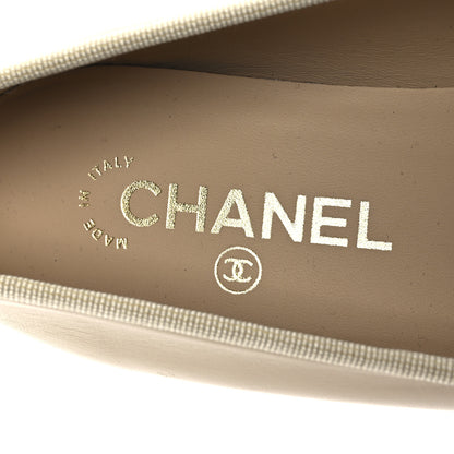 Chanel Lambskin Cap Toe CC Ballerina Flats 38.5 Beige Black 9 of 12