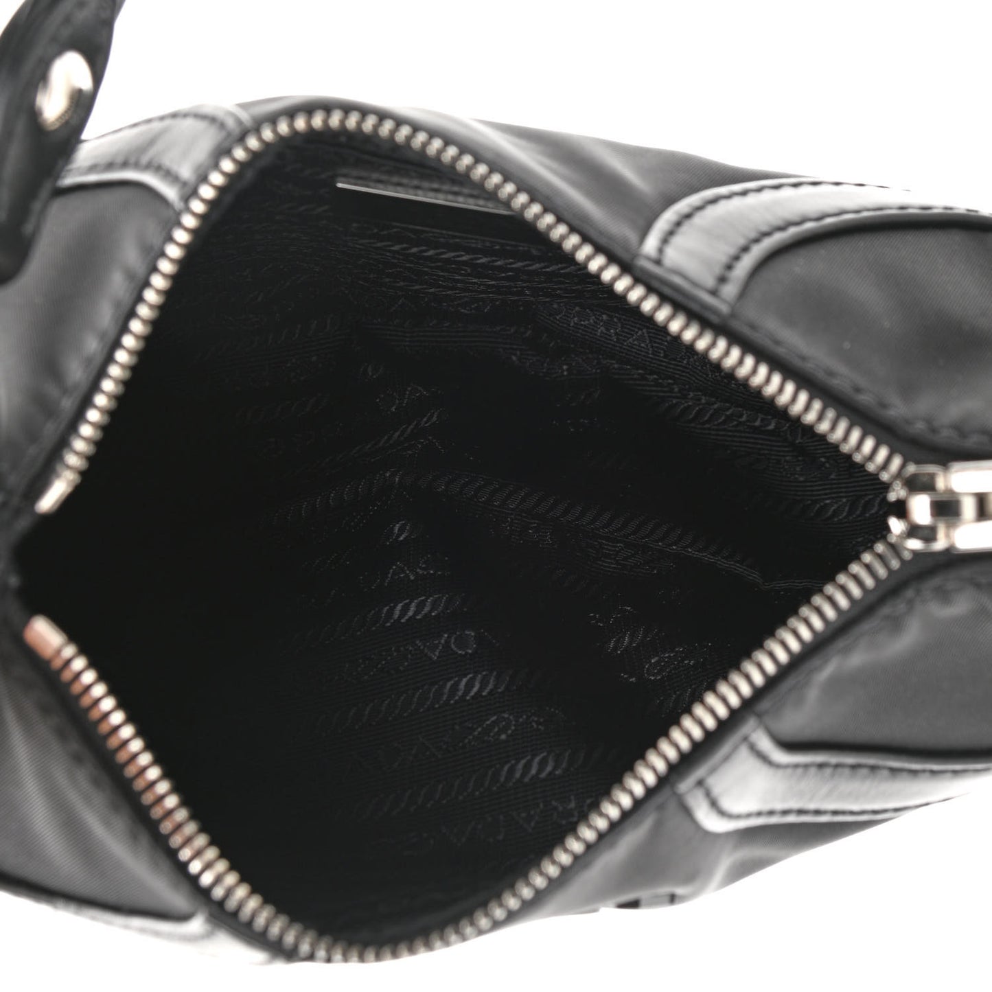 Tessuto Nylon Soft Calfskin Shoulder Bag Black