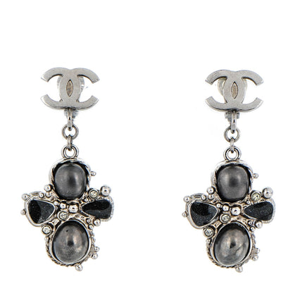 Chanel Resin CC Drop Clip On Earrings Grey 1 of 4