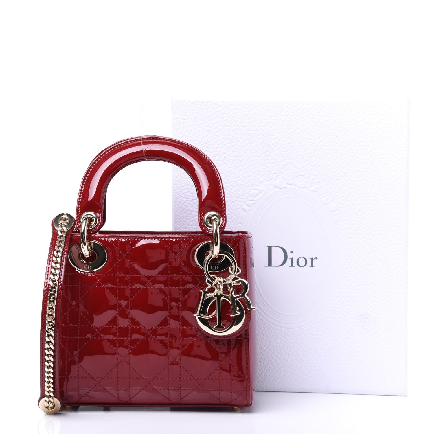 Christian Dior Patent Cannage Mini Lady Dior Red 9 of 9