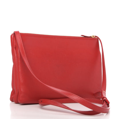Celine Lambskin Large Trio Crossbody Bag Red 3 of 11