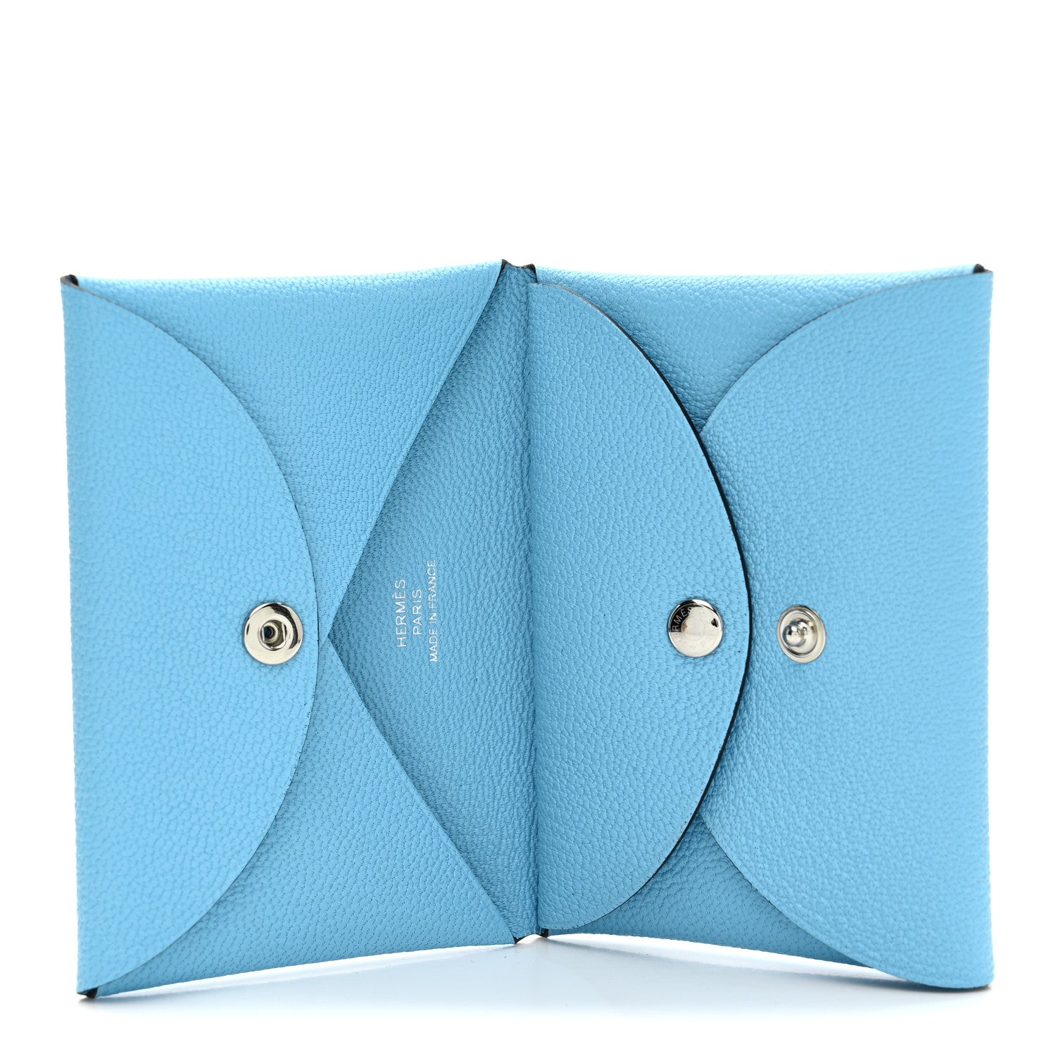 Hermes Chevre Mysore Duo Calvi Card Case Celeste 5 of 7