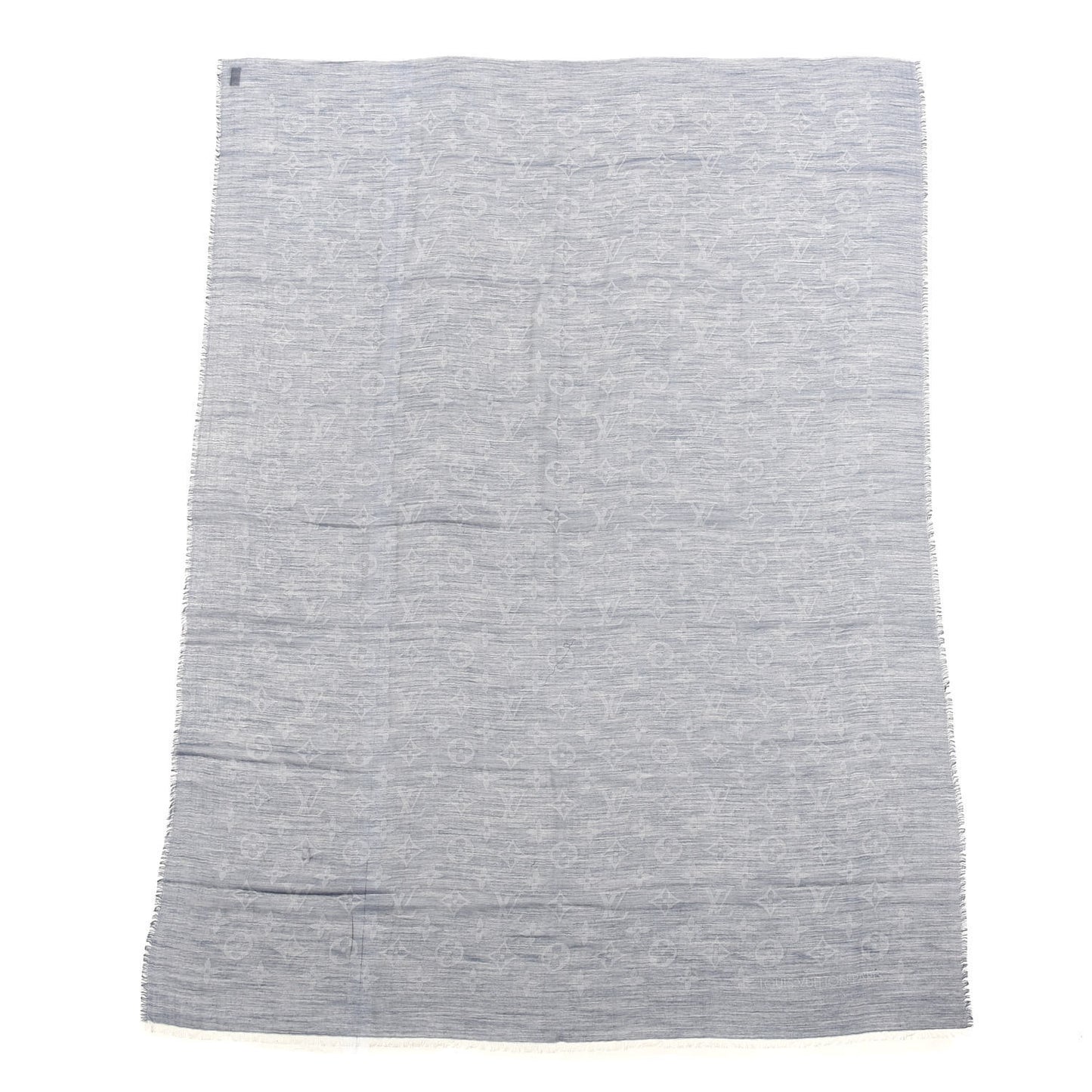 Wool Cotton Silk Daily Monogram Stole Denim