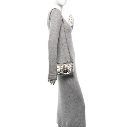 Mulberry Metallic Crinkled Nappa Pillow Quilted Tiny Softie Bag Silver 2 of 9