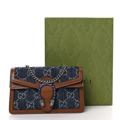 Gucci New Denim GG Monogram Dollar Calfskin Enamel Super Mini Dionysus Shoulder Bag Blue Tea Cuir Epilog Electric Blue 10 of 10