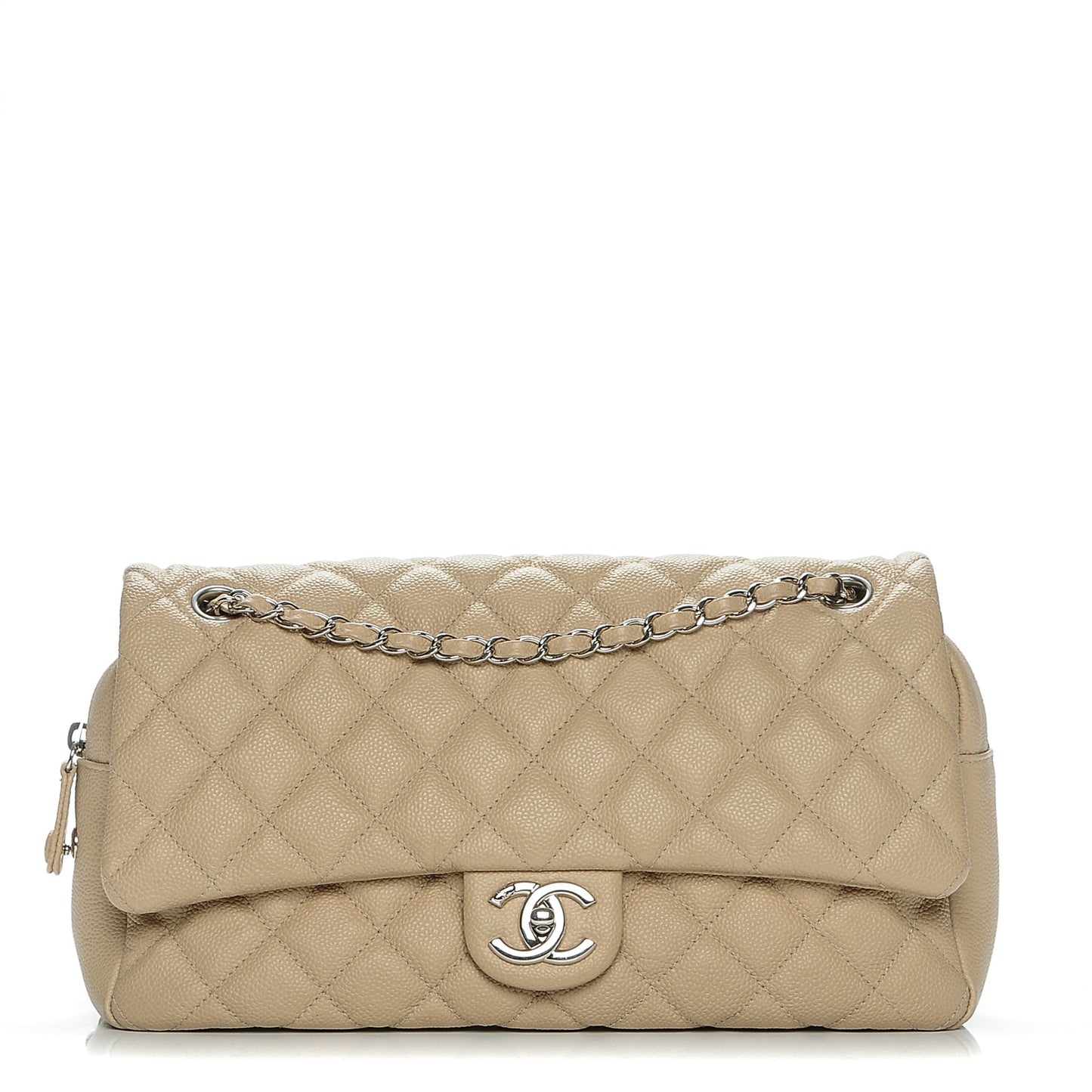 Caviar Quilted Jumbo Easy Flap Beige