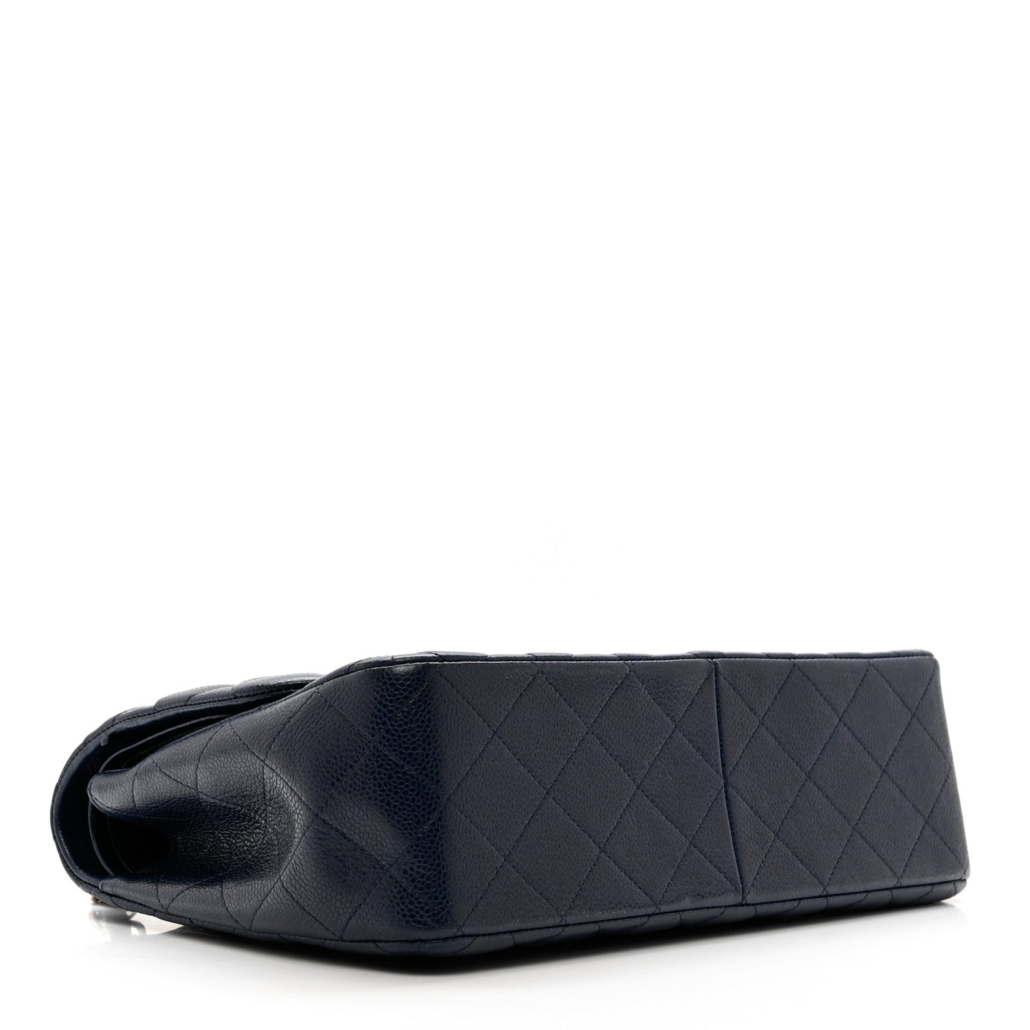 Caviar Quilted Jumbo Double Flap Navy Blue